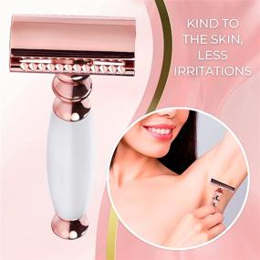 img 1 attached to 🌿 Zero Waste Eco Razor for Women - Senskinn Safety Razor, Reusable Metal Shaver for Ladies, Single Blade Razors - Rose Gold Pearl