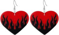 🔥 stylish lightweight geometric rock hip hop transparent colorful fire love heart earrings: creative unique punk acrylic flame dangle drops for women & girls - statement jewelry perfect for festivals, christmas & halloween gifts logo