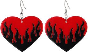 img 4 attached to 🔥 Stylish Lightweight Geometric Rock Hip Hop Transparent Colorful Fire Love Heart Earrings: Creative Unique Punk Acrylic Flame Dangle Drops for Women & Girls - Statement Jewelry Perfect for Festivals, Christmas & Halloween Gifts