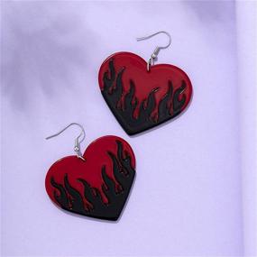 img 1 attached to 🔥 Stylish Lightweight Geometric Rock Hip Hop Transparent Colorful Fire Love Heart Earrings: Creative Unique Punk Acrylic Flame Dangle Drops for Women & Girls - Statement Jewelry Perfect for Festivals, Christmas & Halloween Gifts