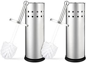 img 2 attached to 🚽 Polished Chrome Stainless Steel Vented Toilet Brush and Holder Set (Pack of 2) for Improved Home Intuition