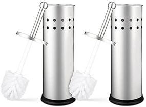 img 4 attached to 🚽 Polished Chrome Stainless Steel Vented Toilet Brush and Holder Set (Pack of 2) for Improved Home Intuition