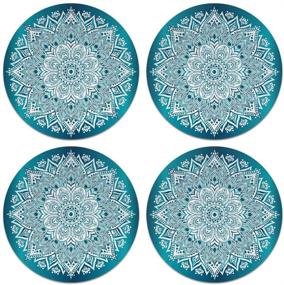 img 4 attached to 🦌 Mandala Magic: CARIBOU Coasters - Ultra Absorbent Neoprene Set