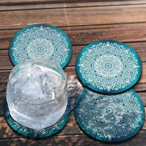 img 1 attached to 🦌 Mandala Magic: CARIBOU Coasters - Ultra Absorbent Neoprene Set