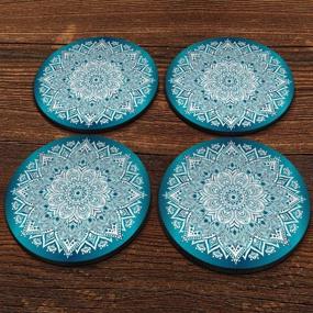 img 3 attached to 🦌 Mandala Magic: CARIBOU Coasters - Ultra Absorbent Neoprene Set