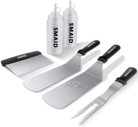 img 1 attached to 🔥 Smaid BBQ Griddle Accessories Set for Outdoor Grill and Camping - Heavy-Duty Stainless Steel Scraper Spatula and Grill Griddle Tools Cooking Kit