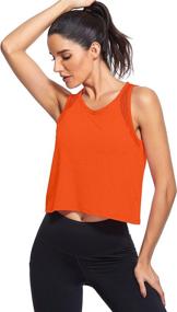 img 2 attached to 🏋️ Women's Cropped Mesh Back Workout Tops | Flowy Crop Yoga Shirts | Running Tank Tops