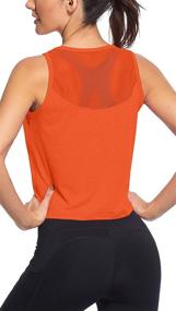 img 4 attached to 🏋️ Women's Cropped Mesh Back Workout Tops | Flowy Crop Yoga Shirts | Running Tank Tops