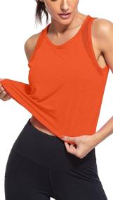 img 3 attached to 🏋️ Women's Cropped Mesh Back Workout Tops | Flowy Crop Yoga Shirts | Running Tank Tops