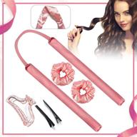 effortless heatless hair curlers: silk ribbon curler headband for medium to long hair - overnight no heat curls wrap kit (pink) logo