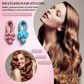 img 1 attached to Несложные безтепловые бигуди для волос: Нашивка-бигуди Silk Ribbon Curler для средних и длинных волос - ночной набор для завивки без тепла (розовый)