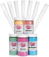 🍭 cotton candy express 5 flavor floss sugar fun pack - lime, watermelon, pina colada, blue raspberry, pink vanilla sugar and cones logo