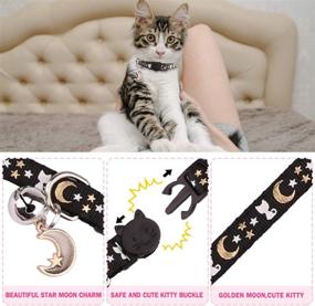 img 1 attached to 🌙 Gold Moons and Stars Breakaway Cat Collar with Bell - 2 Pack, Safe Kitten Collar with Charm Included