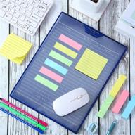 🖱️ portable clear mouse pad with card schedule pockets and sticky notes - multi-function office mat, anti-slip desk protector - waterproof pu mouse pad (blue) logo