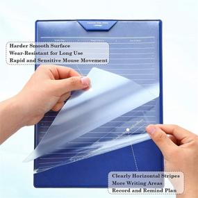 img 1 attached to 🖱️ Portable Clear Mouse Pad with Card Schedule Pockets and Sticky Notes - Multi-Function Office Mat, Anti-Slip Desk Protector - Waterproof PU Mouse Pad (Blue)