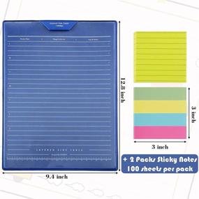 img 3 attached to 🖱️ Portable Clear Mouse Pad with Card Schedule Pockets and Sticky Notes - Multi-Function Office Mat, Anti-Slip Desk Protector - Waterproof PU Mouse Pad (Blue)