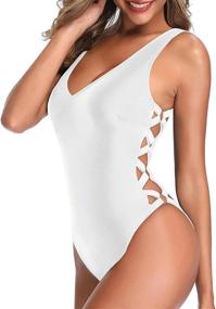 img 2 attached to 👙 Stunning Lace-Up Monokini: Holipick Women's Sexy One Piece Swimsuit with Strappy Cross Back - Irresistible Swimwear for Summer