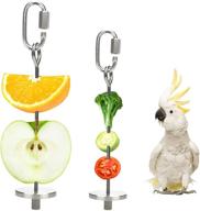 stainless steel bird food holder for 🐦 cage feeder parakeets/parrots - vegetable fruit stick skewer (2pcs) logo