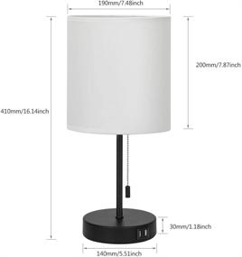 img 3 attached to 2-Pack Table Lamps with Dual USB Quick Charging Ports - Metal Base, White Fabric Shade - Ideal for Bedroom, Living Room, Office, and More!