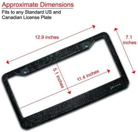 img 3 attached to 🚘 Зенто Дилс Ослепительная чёрная блестящая оправа смешанных кристаллов с драгоценными камнями из нержавеющей стали для номерного знака - 2 штуки: защита от всех погодных условий и адгезивная чёрная оправа с драгоценными камнями.