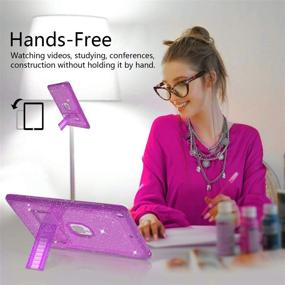 img 1 attached to 📱 ZoneFoker Clear Glitter iPad Case 9th Generation 2021/2020/2019 – Slim Dual-Layer Stand Cover for Kids/Girl/Women-Purple