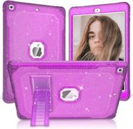 📱 zonefoker clear glitter ipad case 9th generation 2021/2020/2019 – slim dual-layer stand cover for kids/girl/women-purple логотип