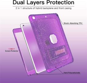 img 2 attached to 📱 ZoneFoker Clear Glitter iPad Case 9th Generation 2021/2020/2019 – Slim Dual-Layer Stand Cover for Kids/Girl/Women-Purple