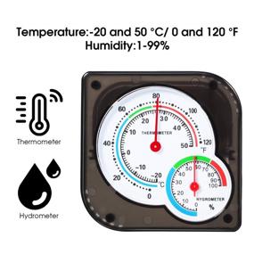 img 2 attached to 🌡️ 4 Piece Indoor Thermometer Hygrometer: Temperature Humidity Meter for Home, Patio, Planting Room, Reptile Terrariums - Mini Black Gauge