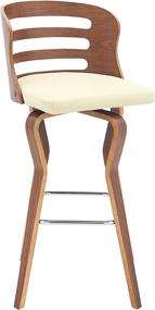 img 3 attached to 🪑 Armen Living Verne 30-inch Swivel Cream Faux Leather Walnut Wood Bar Stool