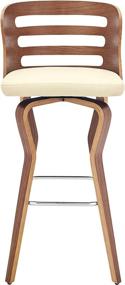 img 2 attached to 🪑 Armen Living Verne 30-inch Swivel Cream Faux Leather Walnut Wood Bar Stool