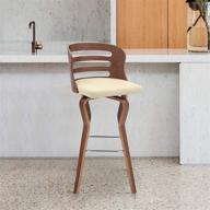 🪑 armen living verne 30-inch swivel cream faux leather walnut wood bar stool логотип