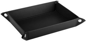 img 4 attached to 📱 Luxspire Valet Tray, Black PU Leather Catchall Tray for Men and Women - Medium Size Desk Storage Plate for Keys, Coins, Phone, Jewelry, and Wallet