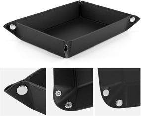 img 1 attached to 📱 Luxspire Valet Tray, Black PU Leather Catchall Tray for Men and Women - Medium Size Desk Storage Plate for Keys, Coins, Phone, Jewelry, and Wallet