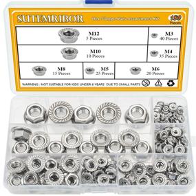 img 4 attached to 🔩 Sutemribor 304 Stainless Steel Hex Flange Nut Assortment Kit - M3 M4 M5 M6 M8 M10 M12, 150PCS: A Comprehensive Array of Sizes