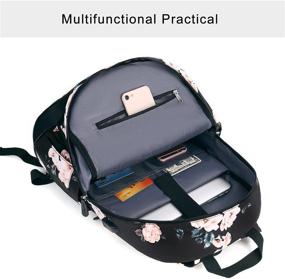 img 1 attached to 🎒 MOSISO 15.6-16 inch Laptop Backpack for Women Girls, Stylish Polyester Anti-Theft Casual Daypack Bag with Luggage Strap & USB Charging Port, Camellia Print Travel Business College School Bookbag, Black