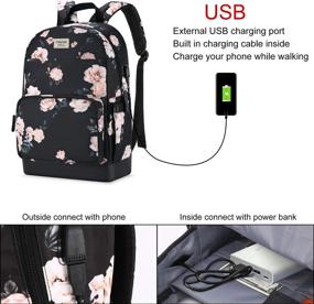 img 3 attached to 🎒 MOSISO 15.6-16 inch Laptop Backpack for Women Girls, Stylish Polyester Anti-Theft Casual Daypack Bag with Luggage Strap & USB Charging Port, Camellia Print Travel Business College School Bookbag, Black