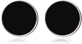 img 4 attached to Stylish Lokaerlry Fashion Stainless Steel Black Round 💎 Disc Acrylic Stud Earrings for Trendy Women and Girls