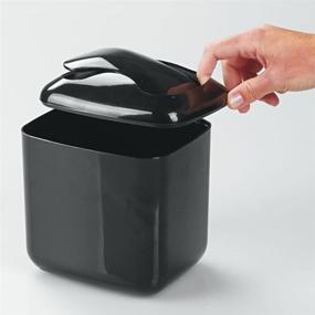 img 1 attached to 🗑️ mDesign Black Aura Collection Mini Wastebasket Trash Can with Swing Lid - Ideal for Bathroom Vanity, Kitchen Countertop, Bedroom, Home Office - Holds Garbage, Waste - Plastic Square Design