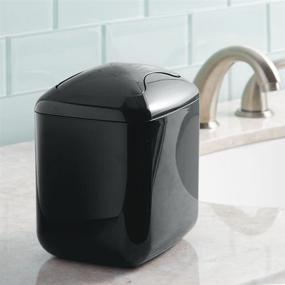 img 3 attached to 🗑️ mDesign Black Aura Collection Mini Wastebasket Trash Can with Swing Lid - Ideal for Bathroom Vanity, Kitchen Countertop, Bedroom, Home Office - Holds Garbage, Waste - Plastic Square Design