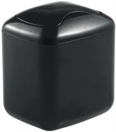 🗑️ mdesign black aura collection mini wastebasket trash can with swing lid - ideal for bathroom vanity, kitchen countertop, bedroom, home office - holds garbage, waste - plastic square design logo