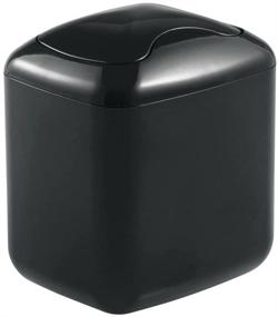 img 4 attached to 🗑️ mDesign Black Aura Collection Mini Wastebasket Trash Can with Swing Lid - Ideal for Bathroom Vanity, Kitchen Countertop, Bedroom, Home Office - Holds Garbage, Waste - Plastic Square Design