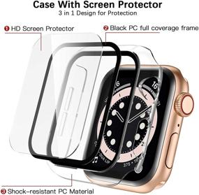 img 1 attached to GEAK Совместимый для чехла Apple Watch 38 мм с защитным стеклом - полный покров корпуса из твердого пластика HD-темперированного защитного корпуса для iWatch SE Series 3/2/1 - 4 штуки прозрачный/прозрачный/цветной/цветной