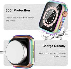 img 2 attached to GEAK Совместимый для чехла Apple Watch 38 мм с защитным стеклом - полный покров корпуса из твердого пластика HD-темперированного защитного корпуса для iWatch SE Series 3/2/1 - 4 штуки прозрачный/прозрачный/цветной/цветной