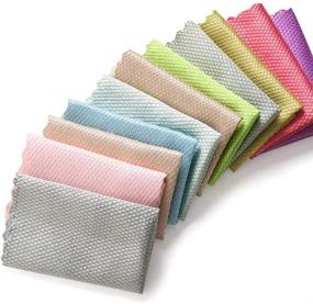 img 4 attached to 🐟 10PCS Reusable Fish Scale Microfiber Polishing Cleaning Cloth: Wave Pattern Scrubbing Rag for Mirror, Glass, Screen - Leaves No Marks