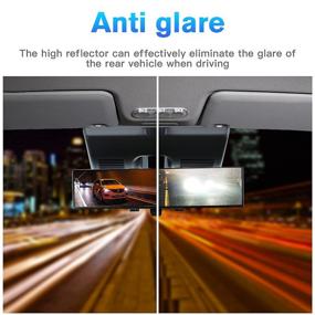 img 1 attached to 🔍 12 Inch Panoramic Rear View Mirror Interior Clip On | Convex Wide Angle Car Rear View Mirror | Clear Tint | Effectively Reduce Blind Spots