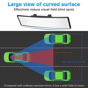 img 2 attached to 🔍 12-дюймовое зеркало заднего вида с панорамным обзором для крепления внутри салона | Конвексное широкоугольное зеркало заднего вида для автомобиля | Чистый оттенок | Эффективное устранение слепых зон