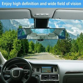 img 3 attached to 🔍 12 Inch Panoramic Rear View Mirror Interior Clip On | Convex Wide Angle Car Rear View Mirror | Clear Tint | Effectively Reduce Blind Spots