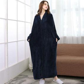 img 2 attached to 🛀 Cozy Bathrobes with Fleece Pockets and Full-Length Zipper: Ultimate Comfort and Convenience