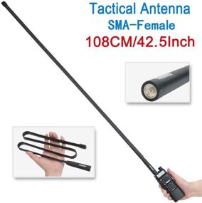 img 1 attached to ➰ 2-Pack 42.5-Inch ABBREE SMA-Female Dual Band 144/430Mhz Foldable CS Tactical Antenna for Baofeng Walkie Talkie UV-5R UV-82 BF-888S BF-F8HP Ham CB Two Way Radio Transceiver(42.5in)