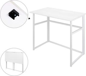 img 2 attached to 📐 Folding ErgoDesign Table: Compact Rectangle Laptop Desk for Small Spaces, Fold-in-Half, White